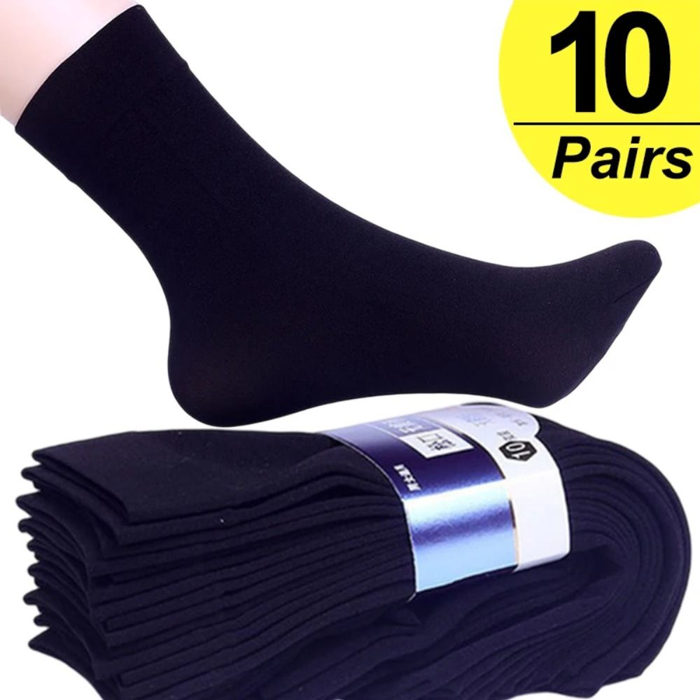 Silk Sock Bamboo - 10 คู่ ถุงเท้าผู้ชายแบบใหม่ ระบายอากาศได้ดี ผลิตจากผ้าไหมน้ำแข็ง นุ่ม
