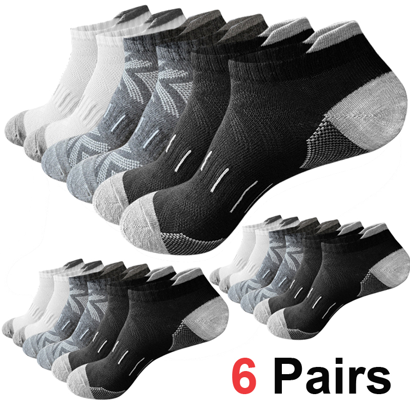 Athletic Sock Cushion - ถุงเท้าข้อเท้าแบบมีเบาะรองรับ 6/12 คู่ ระบายอากาศได้ดี ซับเหงื่อ แห้งไว
