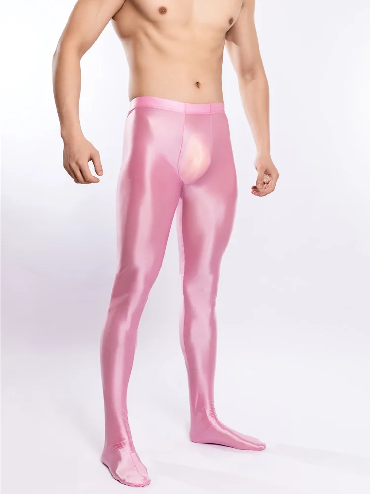 Tights Pantyhose Sheer - ผู้ชายฟิตเนสโยคะLeggingsน้ํามันเงาสีCandyยืดหยุ่นสูงShaper Tightsเซ็กซี่Unisex Pantyhose Sheerดูผ่านกางเกงเต็ม